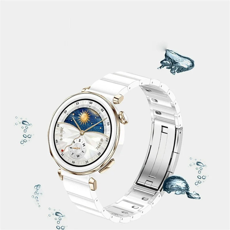 18mm Ceramic-like Watch Band for Huawei Watch GT 6 41mm / GT 5 41mm / GT 4 41mm One Bead Adjustable Strap - White