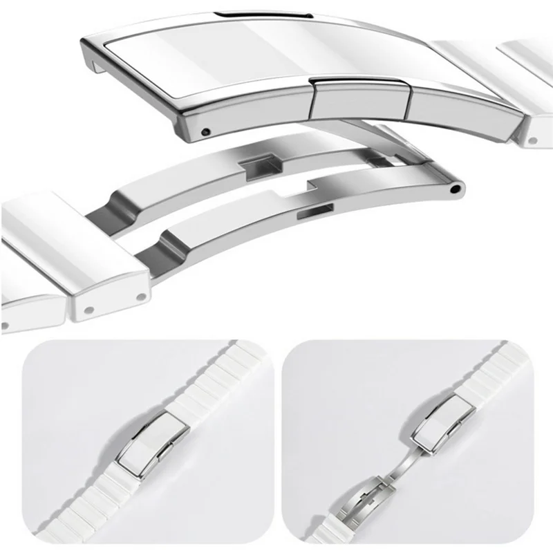 18mm Ceramic-like Watch Band for Huawei Watch GT 6 41mm / GT 5 41mm / GT 4 41mm One Bead Adjustable Strap - White