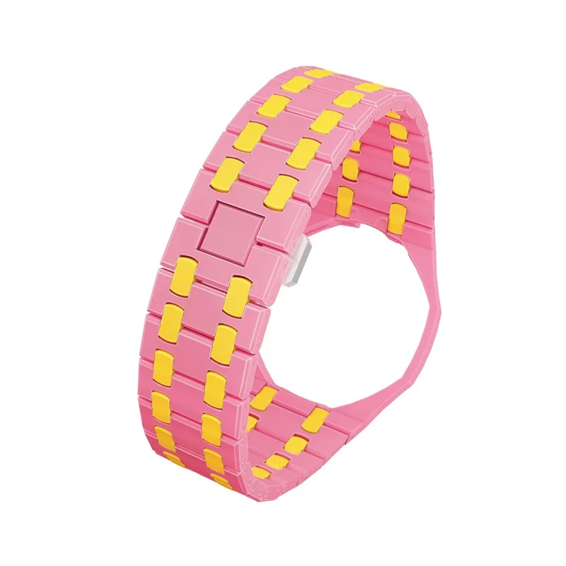 For Swatch Royal Pop Ceramic Strap with Case Dual Color Watch Band Replacement - Pink Yellow / 3 O'Clock Crown