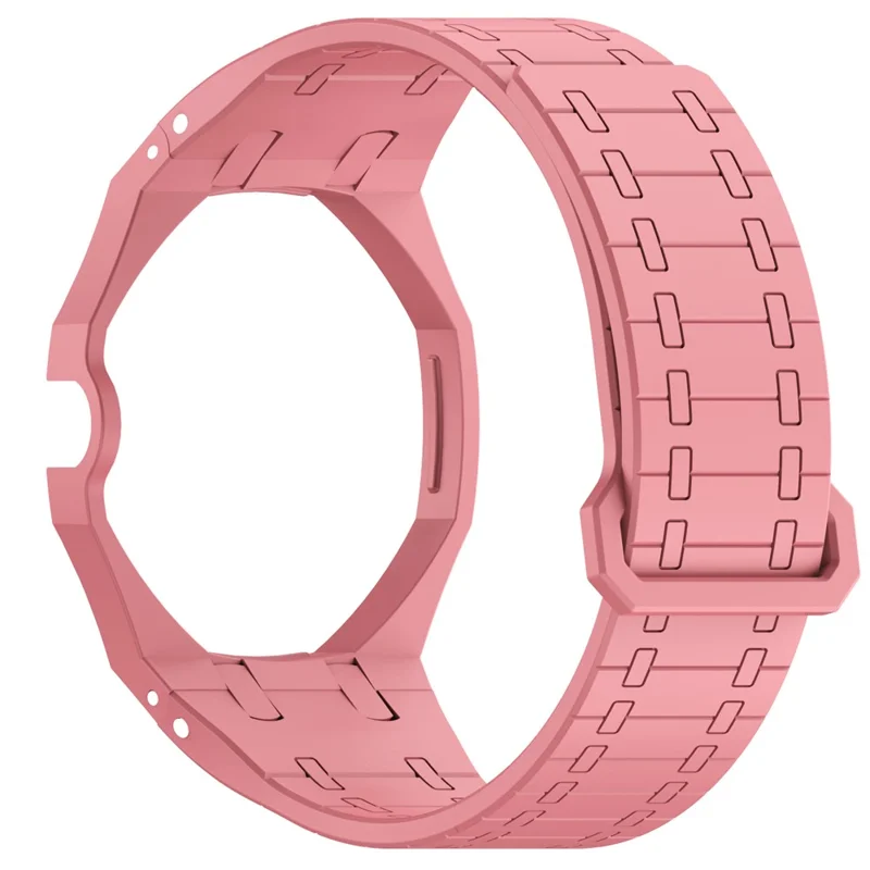 For Swatch Royal Pop Silicone Magnetic Strap with Case Watch Band Replacement - Pink  /  3 O'Clock Crown