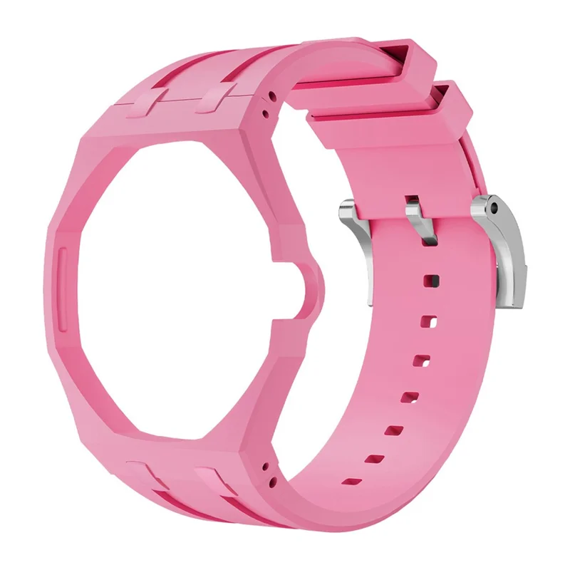 For Swatch Royal Pop Silicone Band with Ceramic Case Watch Strap Replacement - Pink / 3 O'Clock Crown
