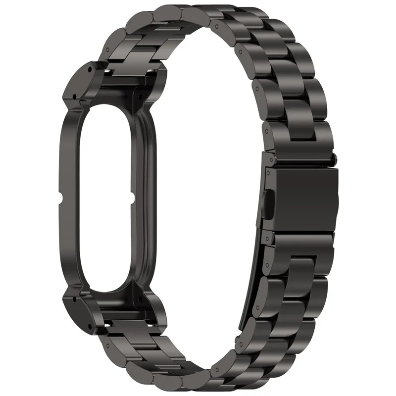 سوار ساعة من الستيل المقاوم للصدأ من أجل Google Fitbit Air بسلسلة معدنية ثلاثية الخرز - أسود