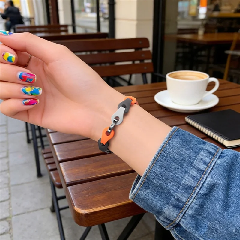Für Google Fitbit Air Silikon-Kettenglieder-Armband mit durchsichtigem PC-Schutzhülle - Weiß / Roségold-Schnalle