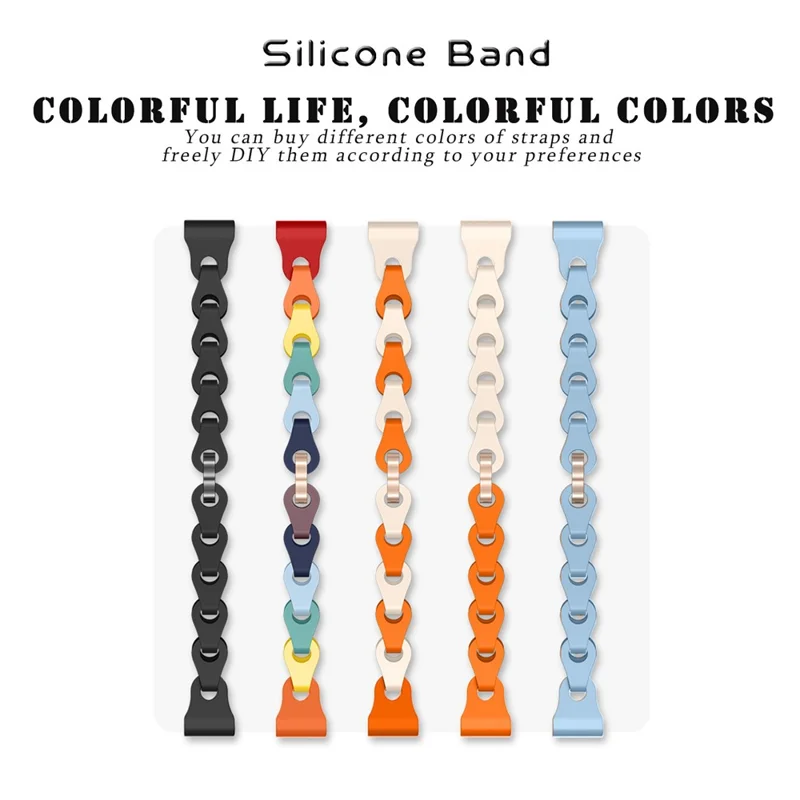 Für Google Fitbit Air Silikon-Kettenglieder-Armband mit durchsichtigem PC-Schutzhülle - Weiß / Roségold-Schnalle