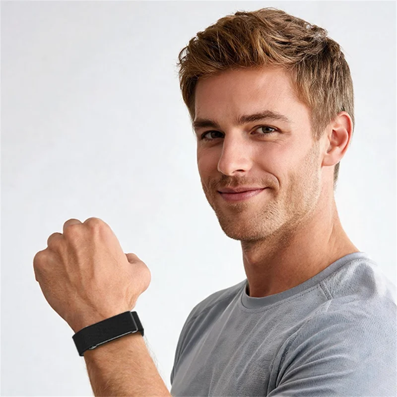 Für Google Fitbit Air Magnetverschluss Nylon Sportarmband Verstellbares Elastik-Armband - Schwarz