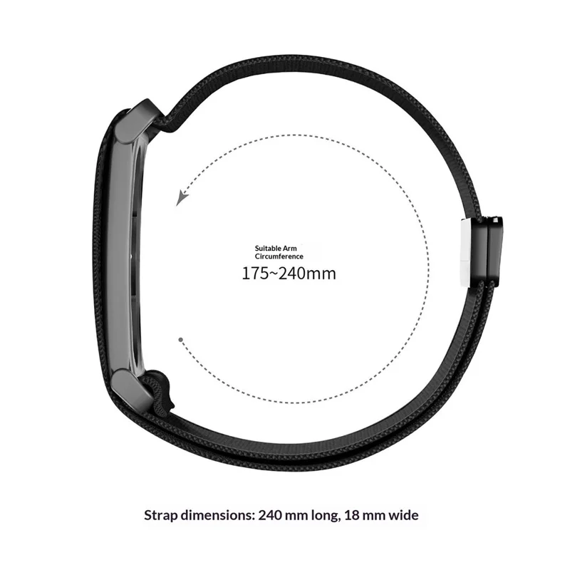 Für Google Fitbit Air Magnetverschluss Nylon Sportarmband Verstellbares Elastik-Armband - Schwarz
