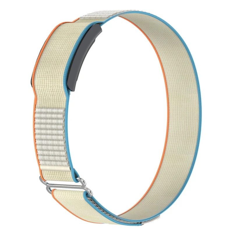 For Huami Amazfit Helio Strap Nylon Loop Magic Tape Band Adjustable Sport Watch Strap - Orange / Beige