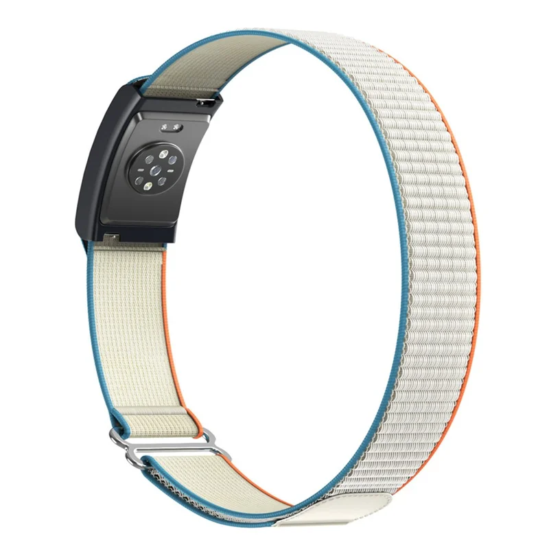 For Huami Amazfit Helio Strap Nylon Loop Magic Tape Band Adjustable Sport Watch Strap - Orange / Beige