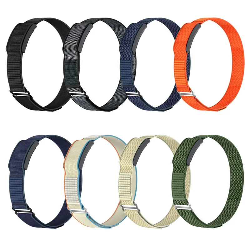 For Huami Amazfit Helio Strap Nylon Loop Magic Tape Band Adjustable Sport Watch Strap - Orange / Beige