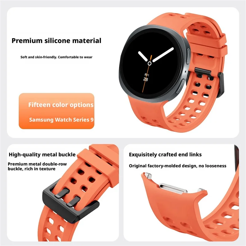 Bracelet en silicone pour Samsung Galaxy Watch9 40 mm / 44 mm / Watch8 40 mm / 44 mm / Watch8 Classic 46 mm Bracelet sport à double boucle - Saphir
