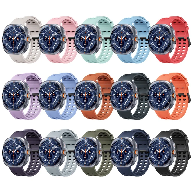 Bracelet en silicone pour Samsung Galaxy Watch9 40 mm / 44 mm / Watch8 40 mm / 44 mm / Watch8 Classic 46 mm Bracelet sport à double boucle - Saphir