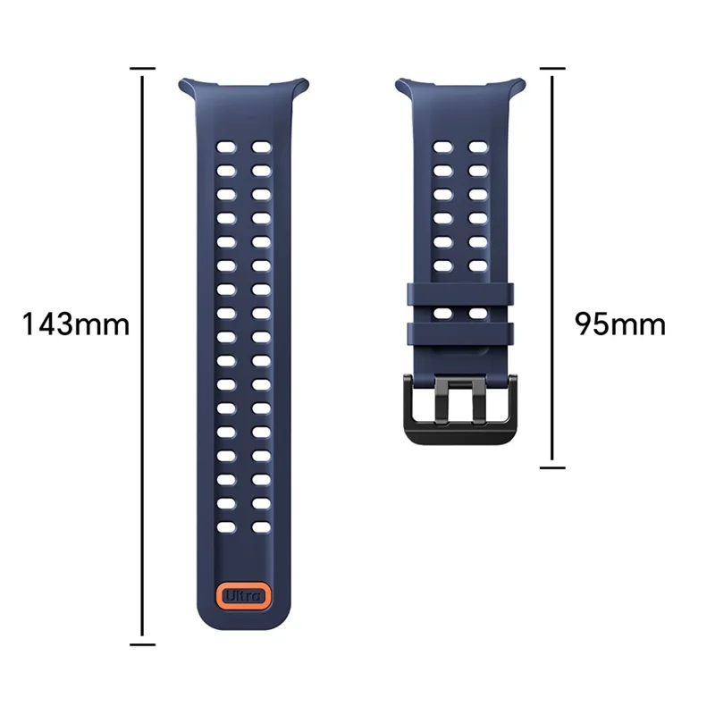 Bracelet en silicone pour Samsung Galaxy Watch9 40 mm / 44 mm / Watch8 40 mm / 44 mm / Watch8 Classic 46 mm Bracelet sport à double boucle - Saphir