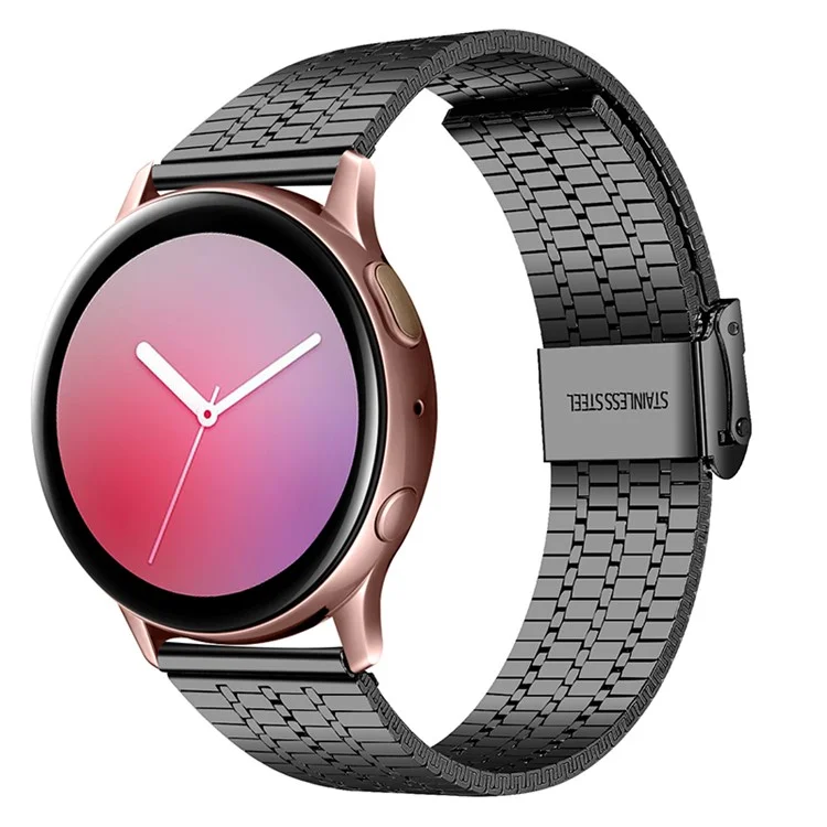 Sieben Perlen Edelstahl Dual Buckle Design Uhrenarmband Handgelenkband Für Samsung Galaxy Watch 42mm / Watch3 41mm - Schwarz