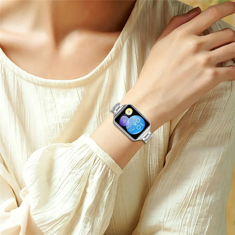 Edelstahlarmband für Xiaomi Smart Band 10 Pro / 9 Pro / 8 Pro / Redmi Watch 6 / 5 / 4, Dreikugel-Uhrenarmband mit Faltverschluss – Silber