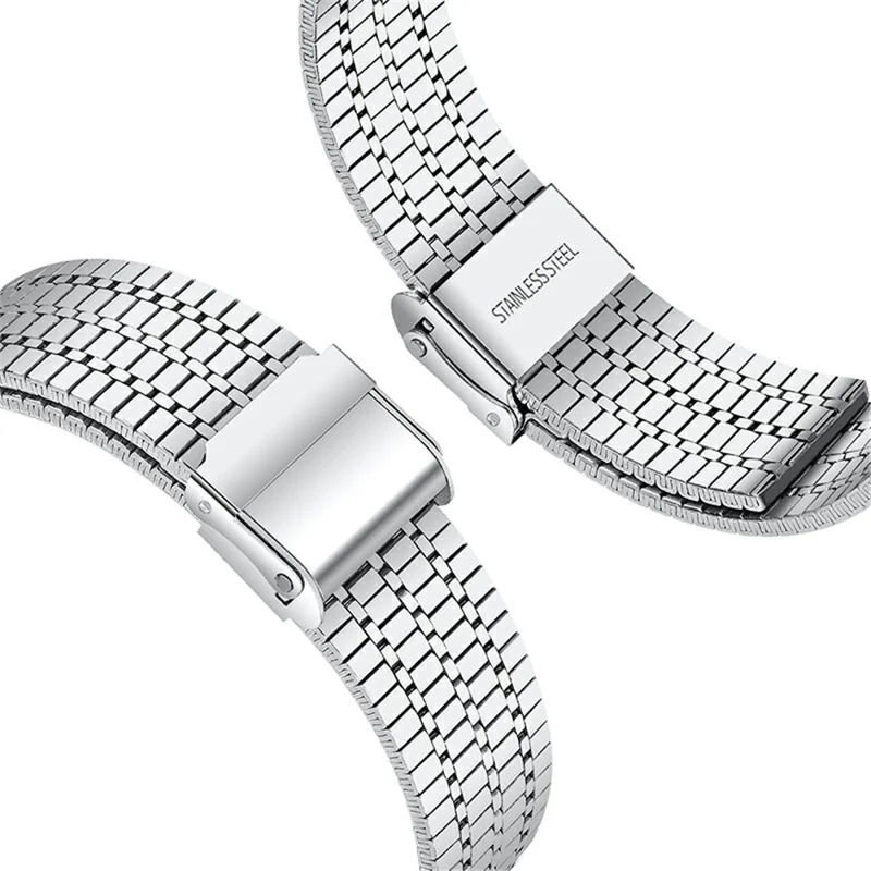Seven Beads Stainless Steel Replacement Watch Band Dual Buckle Design Wrist Strap for Fitbit Versa/Versa 2/Versa Lite - Silver