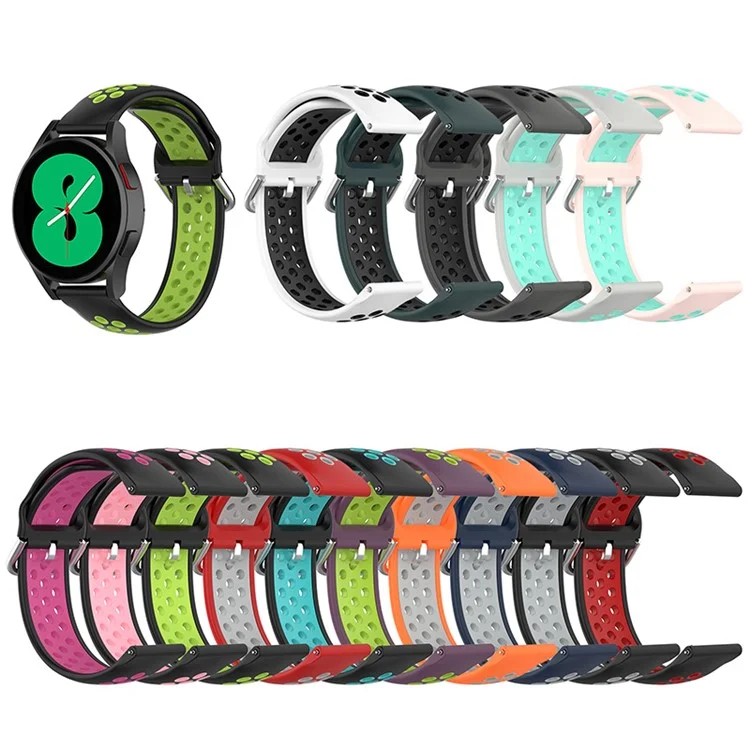 20mm Bi-color Silicone Sports Watchband Pulseira Substituição de Pulseira Para Samsung Galaxy Watch 4 44mm/Galaxy Watch 4 Classic 46mm - Preto/vermelho