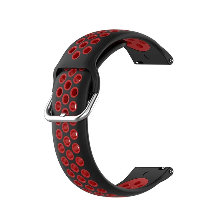 20mm Bi-color Silicone Sports Watchband Pulseira Substituição de Pulseira Para Samsung Galaxy Watch 4 44mm/Galaxy Watch 4 Classic 46mm - Preto/vermelho