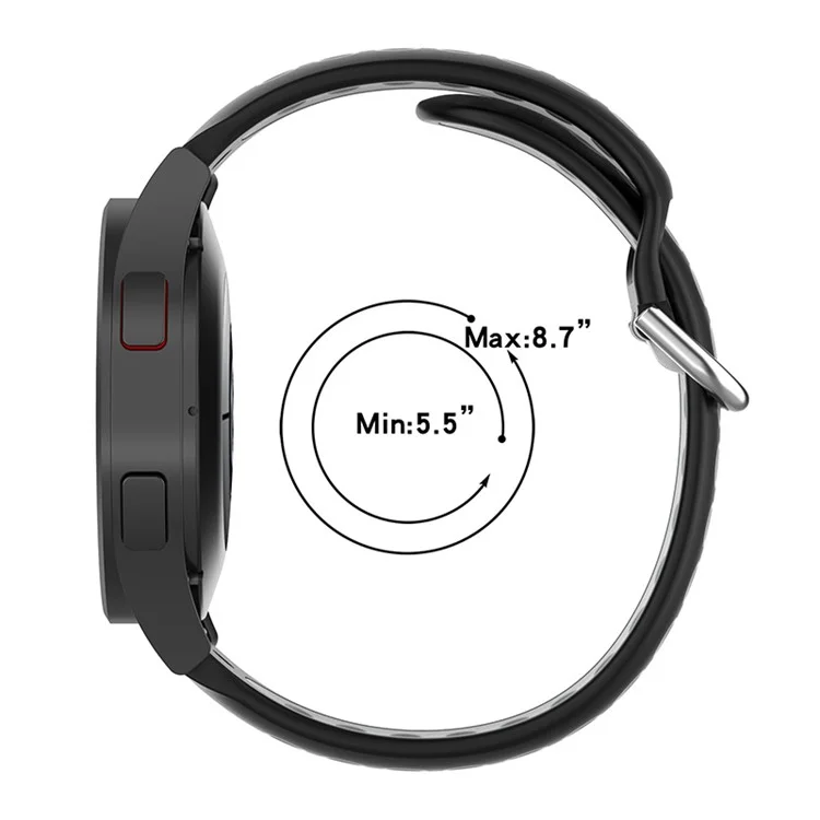 20mm Silicone Sports Watchband Wrist Strap for Samsung Galaxy Watch6 40mm 44mm / Watch6 Classic 43mm 47mm / Watch 5 40mm 44mm / 5 Pro 45mm / Watch4 40mm 44mm - Black / Red