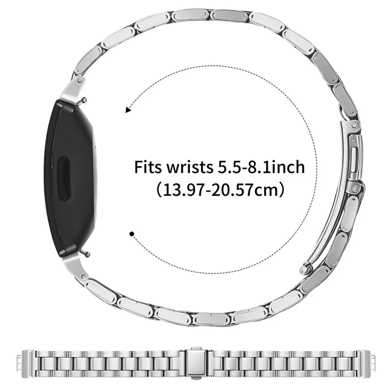 Stainless Steel Band for Fitbit Inspire / Inspire 2 / Inspire HR Three-bead Watch Strap with Folding Clasp - Silver