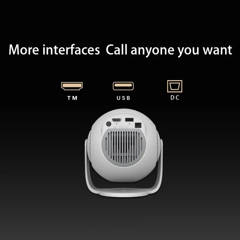 TP360 Mini Smart Projector Android 14.0 WiFi 6 Bluetooth-compatible 5.4 270 Degree Rotate for Home Outdoor - US Plug