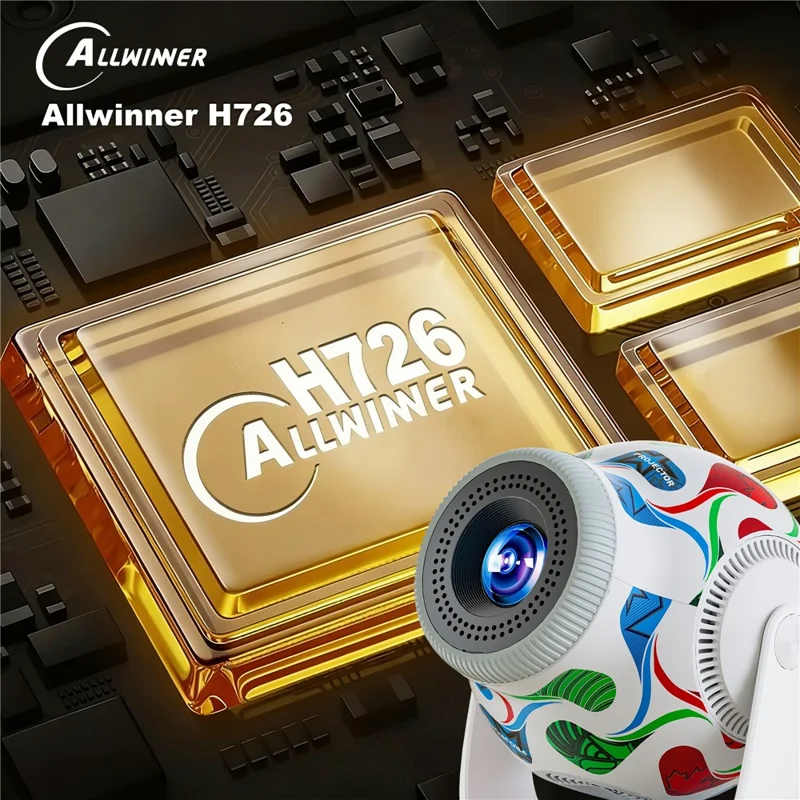 TP360 Football Design Mini Smart Projector Android 14.0 WiFi 6 Bluetooth-compatible 5.4 270 Degree Rotate for Home Outdoor - US Plug