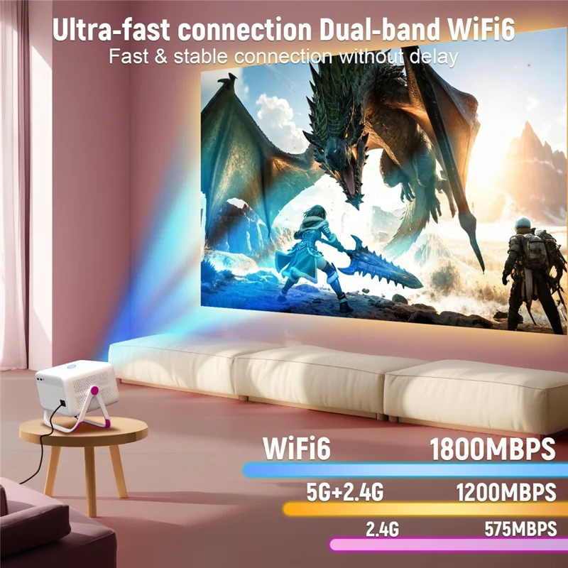 TP350 ASOP 1080P Smart Projector Android 11 Auto Focus WiFi 6 BT5.2 for Home Theater - US Plug