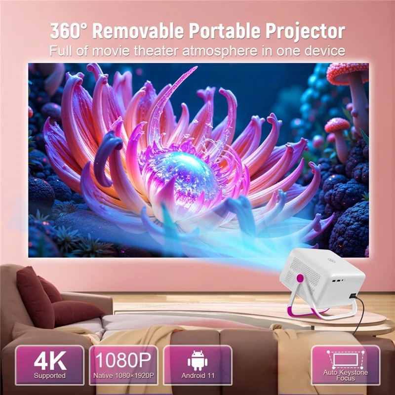 TP350 ASOP 1080P Smart Projector Android 11 Auto Focus WiFi 6 BT5.2 for Home Theater - US Plug