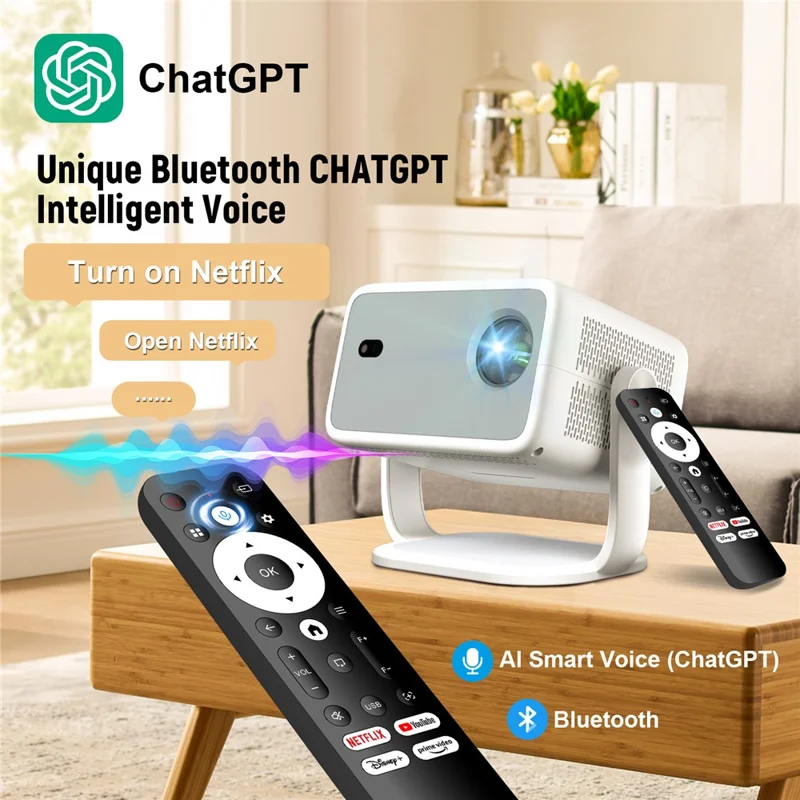 TP350 NTV Proyector 1080P Android 13 Enfoque Automático 650 Lúmenes ANSI Proyector Doméstico Rotable 360 Grados - Enchufe EE. UU.