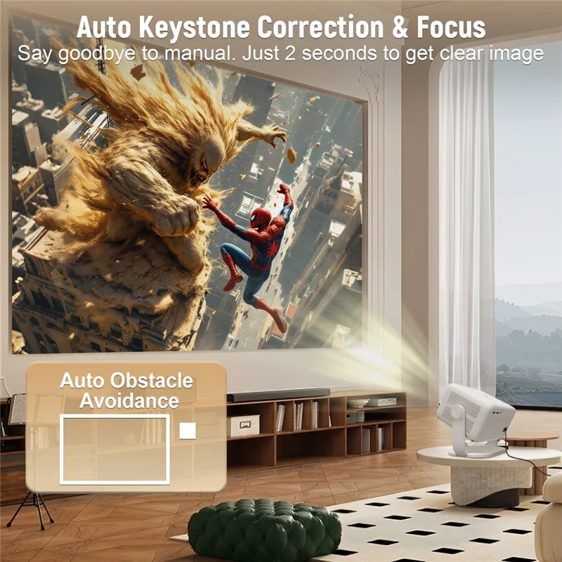 TP350 NTV Proyector 1080P Android 13 Enfoque Automático 650 Lúmenes ANSI Proyector Doméstico Rotable 360 Grados - Enchufe EE. UU.
