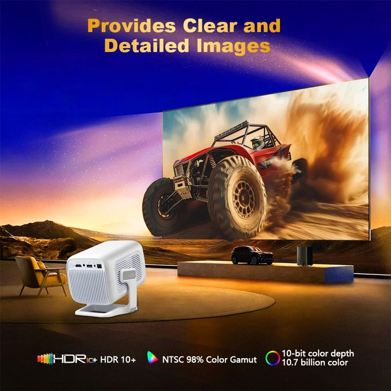 Projecteur TP300 NTV 1080P, Android 13, puce Amlogic T950D4, compatible Netflix, WiFi6 pour home cinéma - Blanc / Prise US