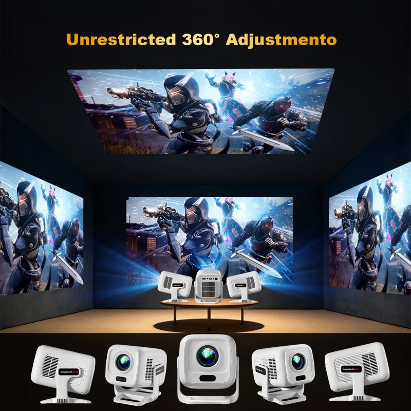 Projecteur TP300 NTV 1080P, Android 13, puce Amlogic T950D4, compatible Netflix, WiFi6 pour home cinéma - Blanc / Prise US