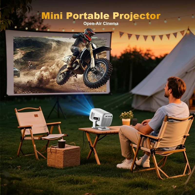 Projecteur TP300 NTV 1080P, Android 13, puce Amlogic T950D4, compatible Netflix, WiFi6 pour home cinéma - Blanc / Prise US