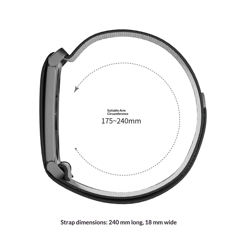 Bracelet avec cadre métallique pour Google Fitbit Air, sangle en nylon quadrillé avec fermeture velcro - Gris / Orange