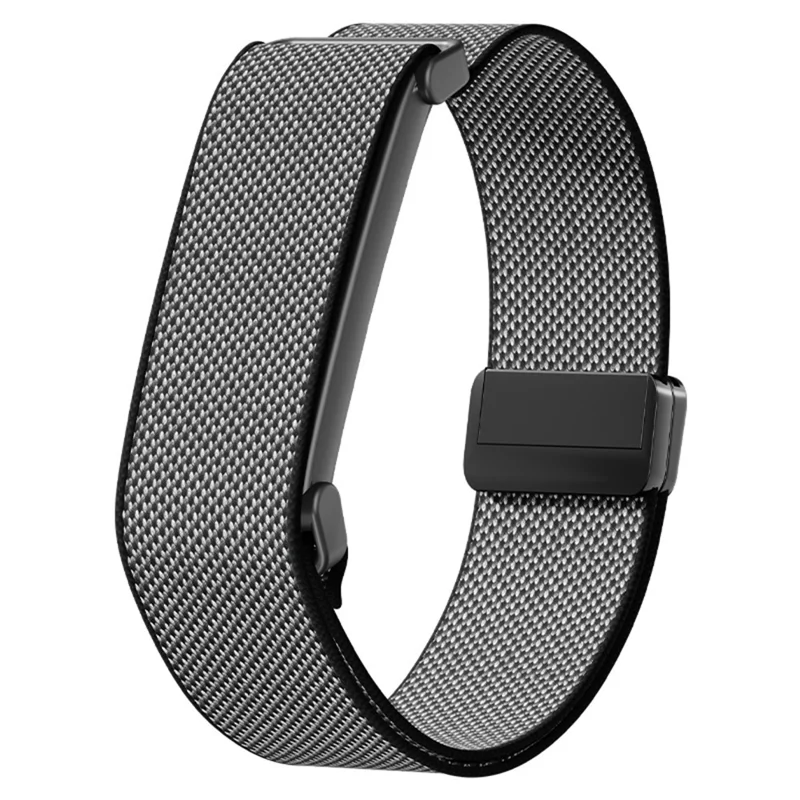 Bracelet en nylon pour Google Fitbit Air avec cadre métallique magnétique, motif tissé en damier, noir