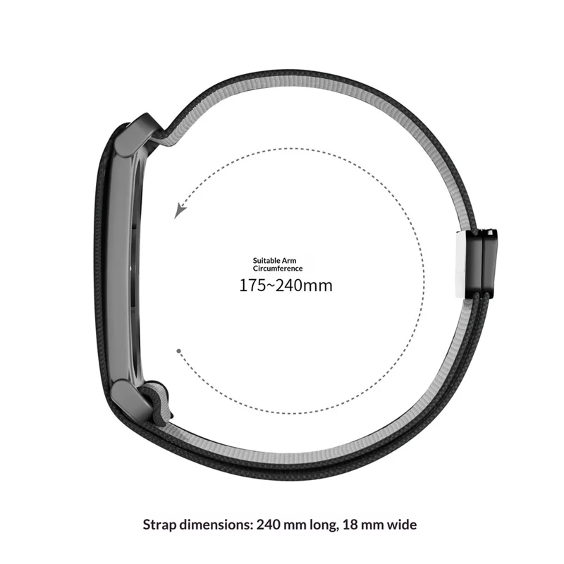 Bracelet en nylon pour Google Fitbit Air avec cadre métallique magnétique, motif tissé en damier, noir