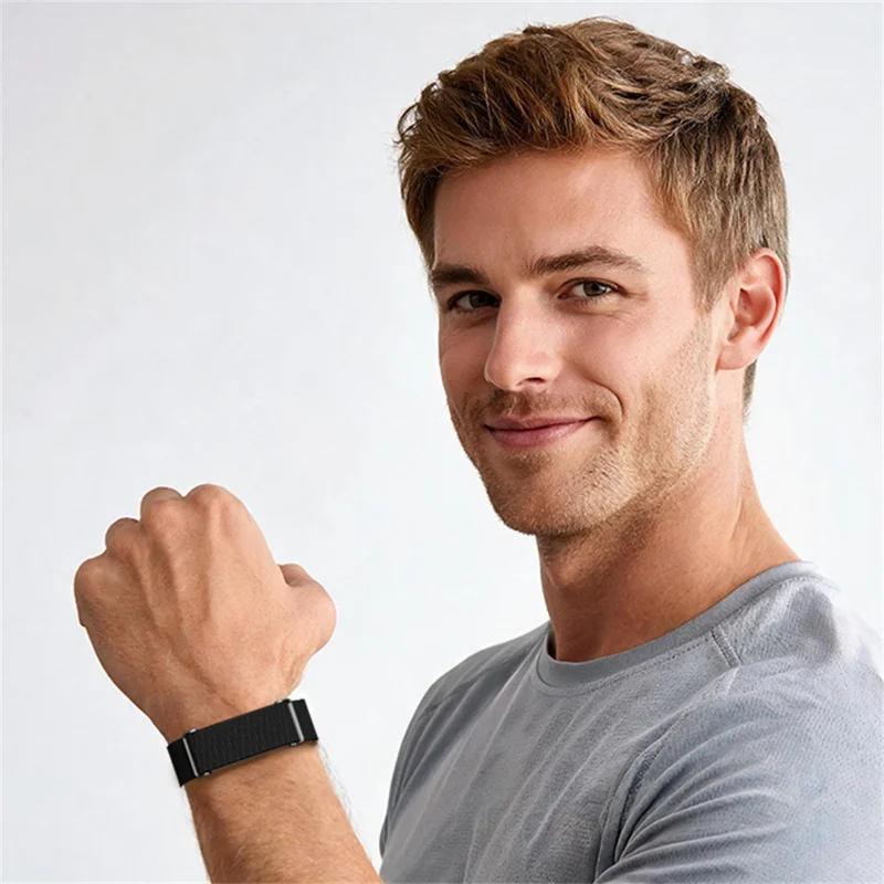 For Google Fitbit Air Fitness Tracker Band Buckle Design Elastic Woven Strap Adjustable Wristband - White