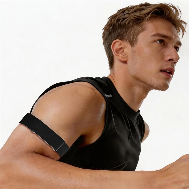 Bracelet sport élastique en nylon avec cadre métallique et fermoir magnétique pour Google Fitbit Air - Noir