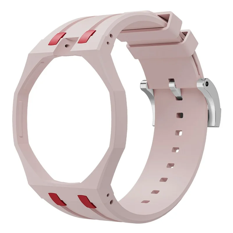 For Swatch Royal Pop Strap Dual Color Ceramic Case with Integrated Silicone Watch Band - Pink Ceramic / 12 O'clock Direction