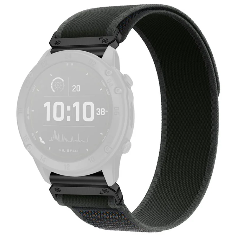 Nylon Watch Band for Garmin Instinct E 40mm / Fenix 8 AMOLED 43mm / Descent MK3 , 20mm Loop Magic Tape Fastener Elastic Strap - Black