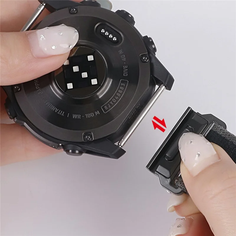 Nylon Watch Band for Garmin Instinct E 40mm / Fenix 8 AMOLED 43mm / Descent MK3 , 20mm Loop Magic Tape Fastener Elastic Strap - Black