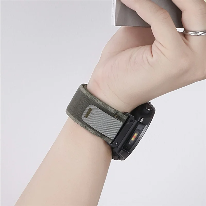 Nylon Watch Band for Garmin Instinct E 40mm / Fenix 8 AMOLED 43mm / Descent MK3 , 20mm Loop Magic Tape Fastener Elastic Strap - Black