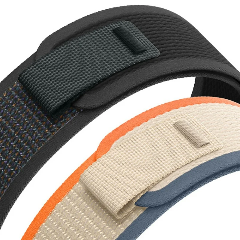 Nylon Watch Band for Garmin Instinct E 40mm / Fenix 8 AMOLED 43mm / Descent MK3 , 20mm Loop Magic Tape Fastener Elastic Strap - Black