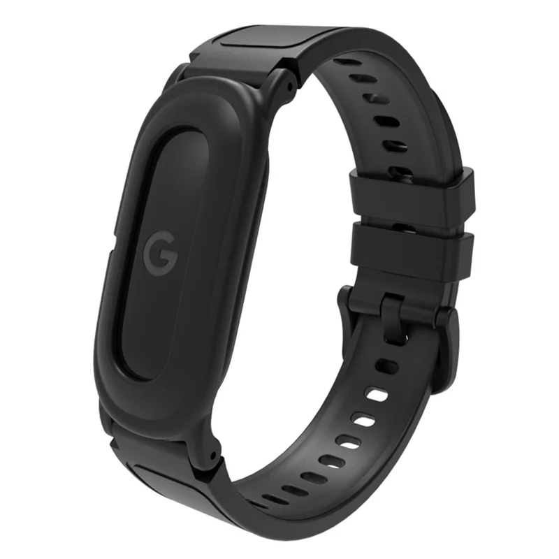Voor Google Fitbit Air Horlogeband Effen Kleur TPU Vervangingsband met Beschermhoes - Zwart