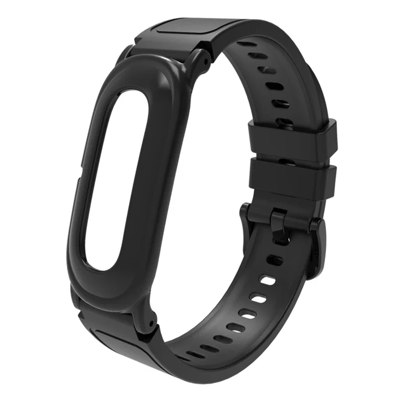 Voor Google Fitbit Air Horlogeband Effen Kleur TPU Vervangingsband met Beschermhoes - Zwart