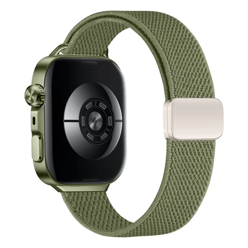 Elastic Nylon Strap for Huawei Watch Fit 5  /  5 Pro  /  4  /  4 Pro  /  3 Dual Magnetic Buckle Woven Band - Olive Green
