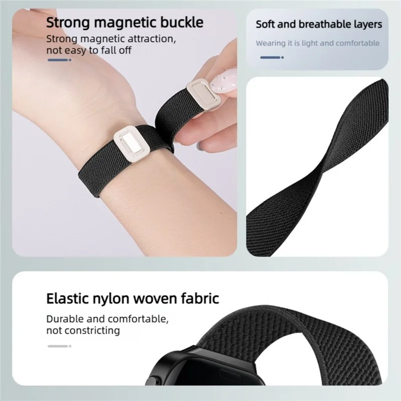 Elastic Nylon Strap for Huawei Watch Fit 5  /  5 Pro  /  4  /  4 Pro  /  3 Dual Magnetic Buckle Woven Band - Olive Green