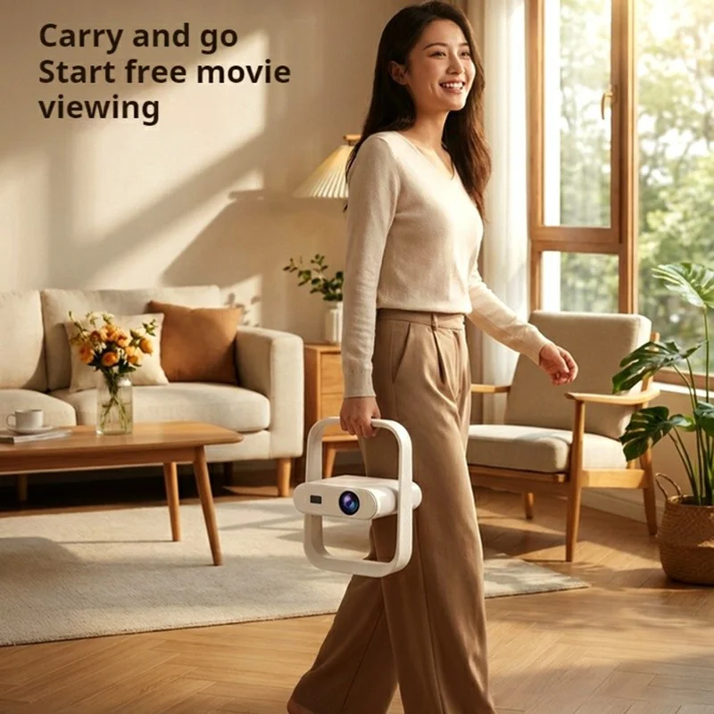 HY370 Tragbarer Mini-Projektor 720P Android 14 230 ANSI WiFi 6 Bluetooth 5.0 Heimkino - US-Stecker