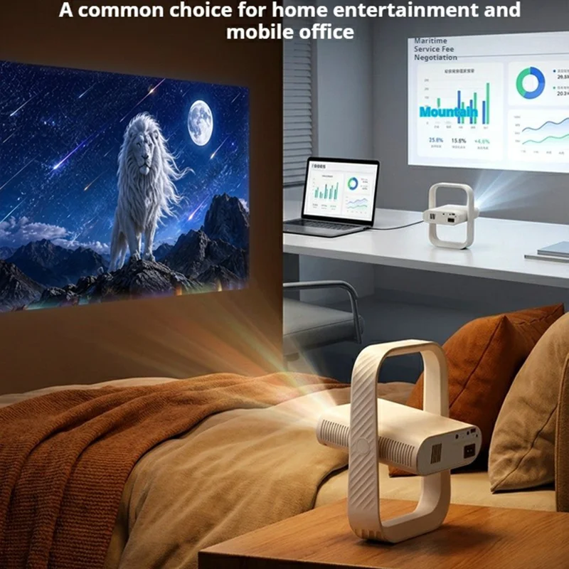 HY370 Tragbarer Mini-Projektor 720P Android 14 230 ANSI WiFi 6 Bluetooth 5.0 Heimkino - US-Stecker