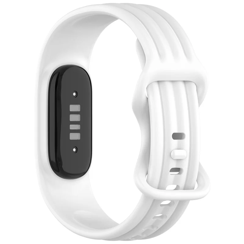 Sangle de montre en TPU pour Google Fitbit Air, motif rayé et couleur unie, remplacement avec boucle papillon - Blanc