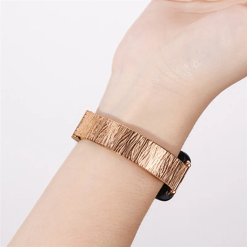 For Huawei Band 11 / 11 Pro Crushed Grain Texture Stainless Steel Replacement Wristband with Magnetic Buckle - Light Ink